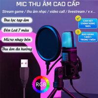 USB Micro RGB Microfone Condensador Dây Chơi Game Mic Cho Podcast Studio Ghi Âm Phát Trực Tuyến Laptop Máy Tính Để Bàn
