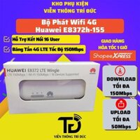 USB Phát Wifi 3G/4G Huawei E8372h Đa Mạng, Tốc độ 150Mbps, Hỗ trợ kết nối 16 User, Thiết bị phát wifi chuẩn 4G LTE