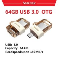 USB Sandisk OTG SDDD3 64Gb usb 3.0 Gold dễ dàng kết nối với Smartphone, Máy tính bảng