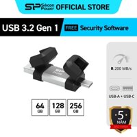 USB Silicon Power C51*Hai đầu OTG Type-A Type-C*R/W 200MB/s, 160MB/s* 64GB/128GB/ 256GB vỏ Aluminum* Bảo hành 5 Năm