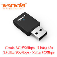 USB thu Wifi Tenda U9 Mini Chính hãng (Ko anten, AC 650Mbps – 2 băng tần)