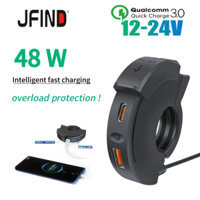 Usb Type-C Xe Máy QC 3.0 PD Tay Cầm Cổng Kép Sạc Nhanh 48W Có Công Tắc Chống Thấm Nước Chống Bụi Cho Android / iOS 12V 24V Động Cơ Sạc Nhanh