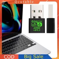 Usb WiFi 6 Bộ chuyển đổi 5.3 tương thích Bluetooth Dongle 900Mbps Băng tần kép 2.4 / 5.8GHz
