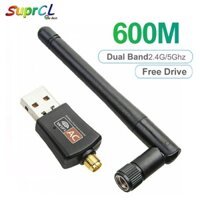 Usb WiFi Băng Tần Kép Ac 600Mbps Có Ăng Ten 5/2.4Ghz Lan 802.11ac/A/B/G/N Cho Windows XP Win 7 10