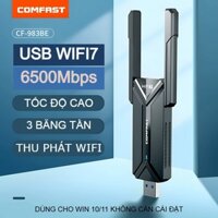USB WiFi cho PC 6500M COMFAST ba băng tần 2.4G 5G 6G, thu WiFi cho laptop, máy tính bàn tốc độ cao, không cần cài driver