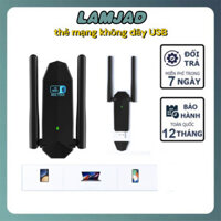 USB Wifi Thu Sóng Wifi Râu Không Dây Tốc Độ Cao Bộ Thu Phát Wifi Tần Số Kép Dùng Cho Laptop PC không yêu cầu driver