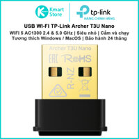 USB WIFI TP-Link Archer T3U Nano | 2 băng tần AC1300 2.4 & 5.0 | Dễ dàng cài đặt | Hỗ trợ Windows/MacOS | Bảo hành 2 năm