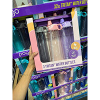 [US]Bình đựng nước Tritan PoGo set 3 bình 946ml kèm ông hút hàng Mỹ