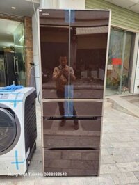 (Used 90%) Tủ lạnh Hitachi mặt gương cảm ứng 570 lít màu mận