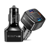 USLION 38W 4-Port USB PD Car Charger 2USB-A+2USB-C PD QC3.0 Fast Charging with Blue LED for iPhone 12 13 14 14 Pro for S