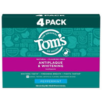 [US]Set 4 cây kem đánh răng Tom's of Maine Antiplaque & Whitening Natural Fluoride-free hàng Mỹ