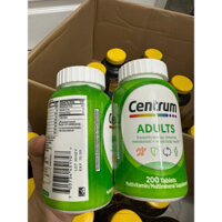 [US]Viên uống CenTrum Adults Mỹ dưới 50 tuổi mẫu mới 200 viên hàng Mỹ