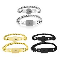 Utake 2 Miếng Bộ Vòng Tay Phù Hợp Cho Cặp Đôi Người Yêu Khóa Trái Tim Cho Vòng Tay Chìa Khóa Khóa Thép Không Gỉ Cho Móc Khóa