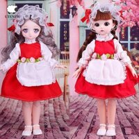 Utenew 30cm BJD Búp bê có quần áo, Tóc dài cao gót công chúa trang điểm búp bê BJD, Đồ chơi nhà chơi có tóc giả Bóng trang điểm khớp công chúa thanh lịch Bóng trang điểm Búp bê trẻ em