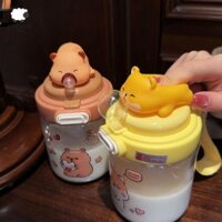 Utenew Capybara Chai Nước, Spit Bubble 450 / 600ML Cốc Nhựa Hoạt Hình, Cốc Sữa Heo Dễ Thương Di Động Capybara Chai Uống Nước