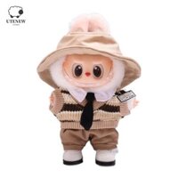 Utenew Ngồi Labububudu Vải Thời Gian, Trang Phục Cổ Trắng Áo Len Sọc Bộ Đồ Búp Bê Labububububu, Bộ Sưu Tập Viền Giày Da Thủ Công & Thắt Lưng Búp Bê Sang Trọng 17cm Quần Áo Trẻ Em Quà Tặng