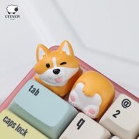 Utenew Phim hoạt hình Corgi Keycaps, Động vật đa năng Crogi Mông Mũ bàn phím, Sửa đổi bàn phím Phím nhỏ 3D Handmade Bàn phím cơ Keycap Trục chéo