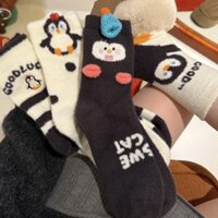 Ưu Đãi Đặc biệt Áo khoác trẻ em F & X Tất hình chim cánh cụt hoạt hình thu đông tất trang sức cô gái mềm dẻo tất nữ Tất lót sàn sang trọng giữ ấm gia dụng dày dặn cho nữ