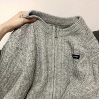 Ưu Đãi Đặc biệt Áo len dệt kim F & X Áo len sáp mềm mẫu mới thu đông 2024 Áo Khoác Cardigan dệt kim màu xám Áo khoác nữ mẫu ngắn