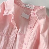 [Ưu đãi đặc biệt] Áo sơ mi Cotton giữ đáy mùa xuân màu hồng dành cho nữ Quần áo mùa xuân 2024 Áo sơ mi mới Áo khoác bên trong dáng rộng nhỏ Áo khoác hàng đầu dành cho nhân viên văn phòng Quà tặng ngày lễ