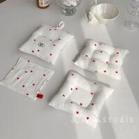 Ưu đãi đặc biệt Đế lót ly dễ thương F&X DIY phong cách Hàn Quốc hình trái tim đỏ, khăn ăn bằng vải cotton, đế lót nhiệt, mini đạo cụ chụp ảnh