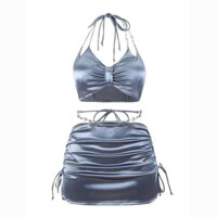 Ưu đãi đặc biệt Đồ bơi F&X mới, bộ bikini ba mảnh bạc cho phụ nữ, cao cấp, sexy cho kỳ nghỉ