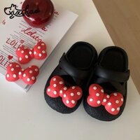 [Ưu đãi đặc biệt] Fun Polka Dot Bow Giày bên ngoài chống trượt Giày lỗ mùa hè Bé gái Trẻ em Giày sandal mũi tròn độc đáo Dép đi biển Cuộc sống gia đình Sinh viên Công nhân văn phòng