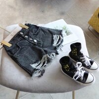 Ưu đãi đặc biệt phong cách mới ~ Quần short Denim cho bé gái Phong cách mới Mặc ngoài mọi trận đấu Rách thời trang Quần legging trẻ em cỡ vừa cỡ lớn (9-50kg)