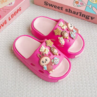 [Ưu đãi đặc biệt] Phong cách mới Bán chạy Phim hoạt hình Vải Rabu Vải phù hợp cho bé gái Dép EVA thời trang Khâu đôi đế mềm chống trượt cát