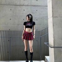 Ưu Đãi Đặc biệt Váy mini siêu ngắn F & X Váy xếp ly ngọt ngào và cay kiểu dáng ngắn kẻ caro đỏ phong cách Đại Học JK váy ngắn nửa người HOT GIRL chữ A cạp cao kiểu Mỹ