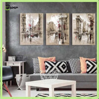 Ưu đãi trong thời gian có hạn 3 Chiếc Canvas Tranh Sơn Dầu Hiện Đại Tối Giản Đường Phố Không Khung Hình Treo Tường Độ Nét Cao Cho Cuộc Sống