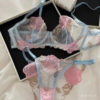 ♥♥Ưu tiên bán chạy♥♥Áo lót siêu mỏng gợi cảm ngực to ren thêu kiểu mới kiểu Pháp Bộ áo ngực khoét sâu vòng thép trong suốt♥♥