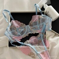 ♥♥Ưu tiên bán chạy♥♥Bộ đồ lót ren thêu trong suốt gợi cảm, áo lót nữ siêu mỏng ngực to nhỏ viền thép mềm♥♥