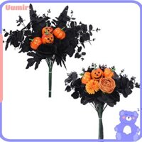 Uumir Mô phỏng Bó hoa bí ngô, Bó hoa hồng lễ hội Halloween, Hoa hồng hồng hồng bí ngô màu đen lụa