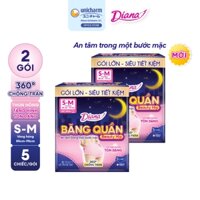 [V] Bộ 5 Băng đêm dạng quần Diana size S-M & L-XL (2 chiếc/gói)