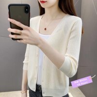 V ng c chu chu Áo Khoác Cardigan Dệt Kim Mỏng Ngắn Dễ Phối Đồ Thời Trang Xuân Thu Cho Nữ