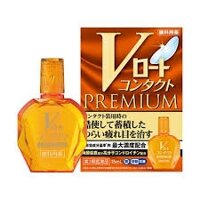 V Rohto - Thuốc Nhỏ Mắt Contact Premium Màu Cam Giảm Mỏi Mắt Cho Người Dùng Kính Áp Tròng (15ml)