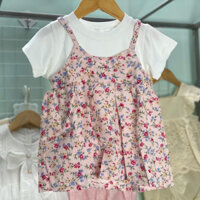 V01 Váy hoa nhí liền áo cotton - Váy cho bé