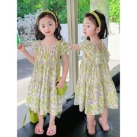 V032 Váy maxi hoa đi biển cho bé từ 17-33kg