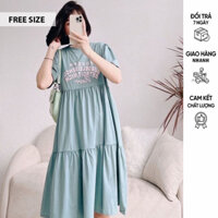 [V060] Đầm Váy Suông Freesize Dáng Dài Chất Thun Cotton Mềm Mát Thích Hợp Cho Mẹ Bầu Người Béo Mặc Thoải Mái