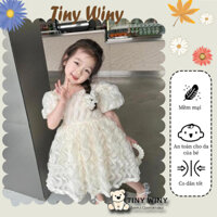 V101 - Váy Tơ Sóng Tay Bồng phối Nơ sau lưng cho Bé Gái - Tiny Winy