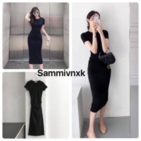 V106- Đầm body cổ tròn nhún eo tay cộc Sammivnxk❤️Đầm dáng ôm cổ tròn[freeship] - Hàng mới về