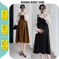 V143 SET VÁY BẦU NHUNG CÔNG SỞ PHỐI ÁO TRẮNG TAY PHỒNG ĐIỆU ĐÀ - ĐẦM BẦU TIỂU THƯ THU ĐÔNG SANG