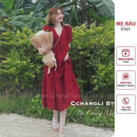 [V161] ĐẦM VÁY BẦU DỰ TIỆC MÙA HÈ CHẤT VOAN LÔNG CAO CẤP DÁNG SUÔNG ĐUÔI CÁ ĐẸP - DẦM BẦU CÔNG SỞ FREESIZE