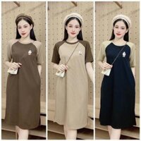 [V203] Váy Thun Nỉ Tăm Hình Dáng Suông Chất Đẹp Nữ Dress