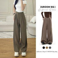 V29 [LOẠI 1] Quần Tây Nữ Công Sở 21ROOM Ống Rộng Cạp Cao Tôn Dáng Ly Lệch 2 Bên Form Đẹp Phong Cách Hàn Quốc