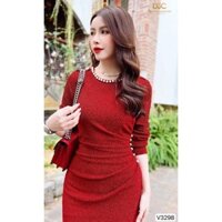 V3298 Váy đỏ body sang chảnh [DVC&ACC] đầm dự tiệc tiểu thư nữ tính