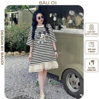 [V343] ĐẦM VÁY BẦU CÔNG SỞ MÙA HÈ DÁNG SUÔI ĐUÔI CÁ PHỐI VOAN ĐẸP - VÁY ĐẸP CHO MẸ BẦU MẶC ĐI LÀM ĐI DẠO FREESIZE