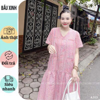 [V377 BẦU XIINH] VÁY BẦU CÔNG SỞ DỰ TIỆC MÙA HÈ-ĐẦM BẦU BABAYDOLL KẺ CARO HỒNG CẦU VỒNG CỔ TIM ĐUÔI CÁ CỰC XINH BIGSIZE
