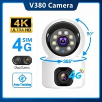 V380 4G Sim Card Camera Quan Sát 4K 8MP Ống Kính Kép Màn Hình Màu Tầm Nhìn Ban Đêm AI Theo Dõi Con Người Theo Dõi Bé Màn Hình